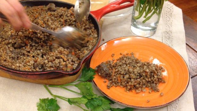 Гречка с куриной печенью на сковороде смотреть онлайн