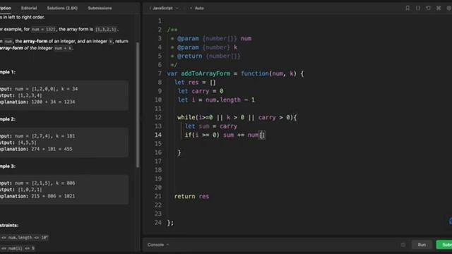 Leetcode | Easy | 989. Add to Array-Form of Integer | Time: O(N) | Javascript смотреть онлайн