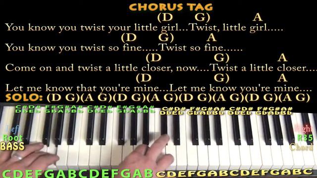 Twist And Shout (The Beatles) Piano Jamtrack In D With Chords/Lyrics - D G A