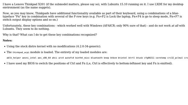 Unix & Linux: Blue Fn + Function keys not working with Lubuntu on my Thinkpad смотреть онлайн