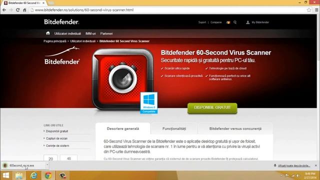 Scanare de sistem intr-un timp foarte scurt cu "Bitdefender 60 seconds" смотреть онлайн