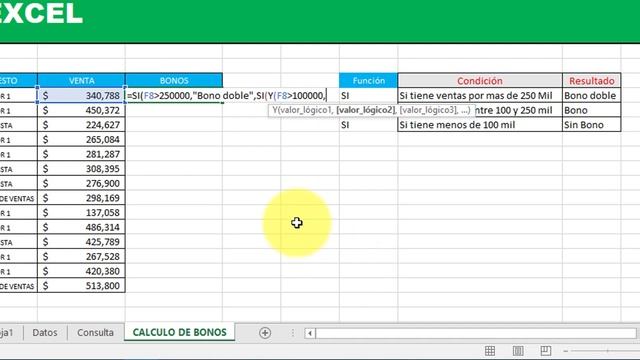 Como Calcular Bonos por Cumplimiento de Metas en Excel | Determinar Condiciones | Función Si Anidad смотреть онлайн
