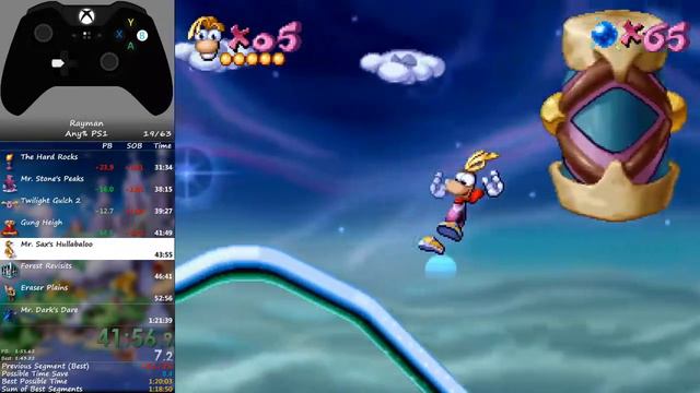 Rayman 1 PS1 - Any% Race PB (1h20m52s) смотреть онлайн