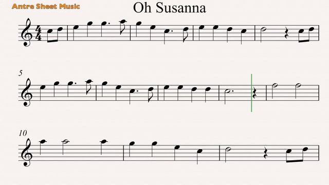 Oh Susanna- Easy Flute Sheet Music смотреть онлайн