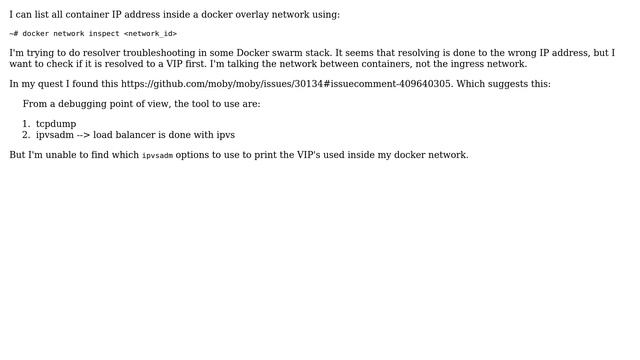 How do I list Docker VIP addresses? смотреть онлайн