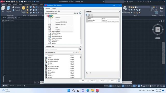 Autocad 2023 Tip&Trick - How To Reset The CUIx In AutoCAD 2023 Products