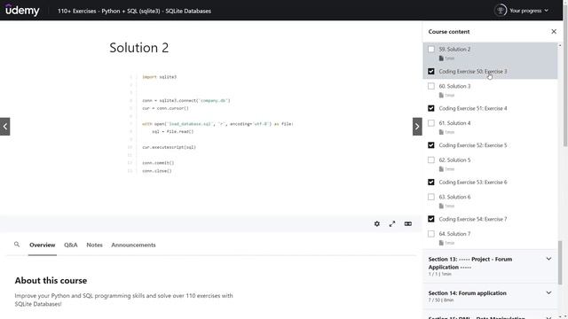 110+ Exercises - Python + SQL (sqlite3) - SQLite Databases - Udemy смотреть онлайн