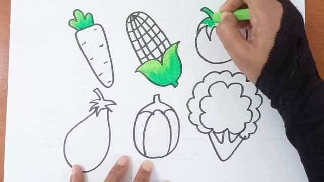 Menggambar Dan Mewarnai Sayuran | Drawing And Coloring Vegetables, So Easy And Simple For Kids