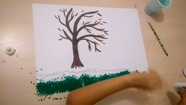 АПЛИКАЦИЯ ИЗ РИСА ДЛЯ ДЕТЕЙ - ДЕРЕВО. КАК РАСКРАСИТЬ РИС. смотреть онлайн