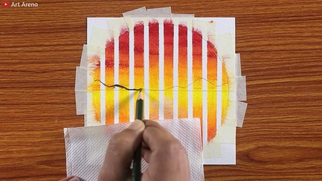 Easy Masking tape Trick Drawing / Drawing with Oil Pastels / Step By Step смотреть онлайн