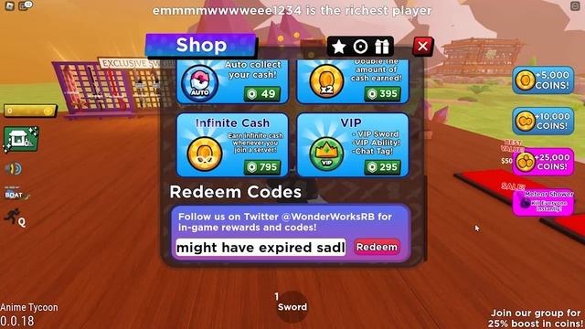 Anime Ultimate Tycoon CODES - ROBLOX Anime Ultimate Tycoon Code [NEW UPDATE 2023] смотреть онлайн