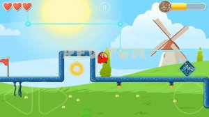 Angry Bird Ball Fights The Bad Piggy Boss (Battle For The Moon with Green Hills Background).