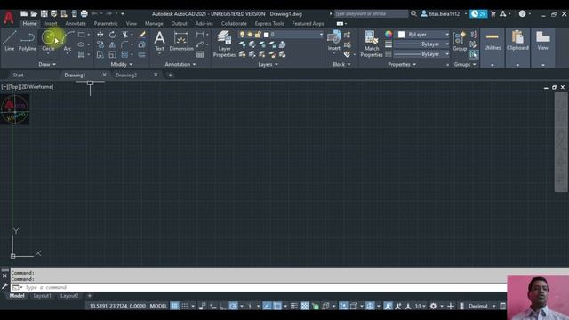 AutoCAD Screen Layout - TAB, PANEL, ICON, FLYOUT, RESIZE BUTTONS, STATUS BAR, DRAWING AREA смотреть онлайн