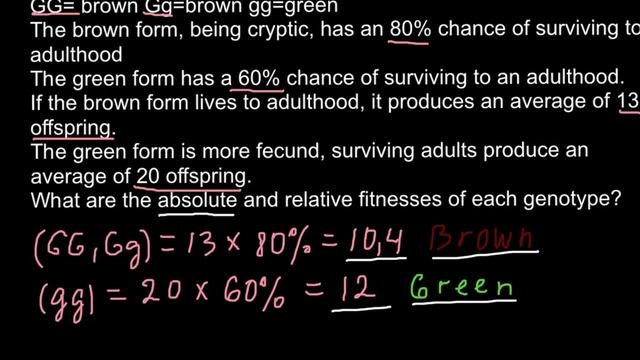 Genetics How To Find Absolute And Relative Fitness