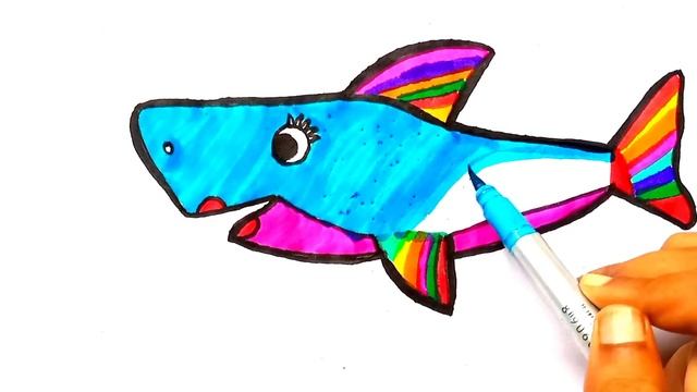 Cute baby shark drawing for kids and toddlers || ABCD rhymes song for kids and toddlers смотреть онлайн