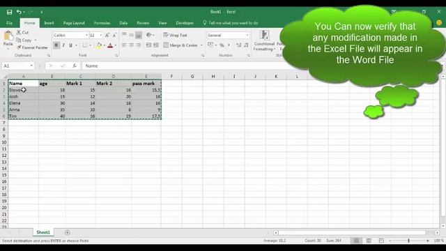 share Excel data in Word document смотреть онлайн
