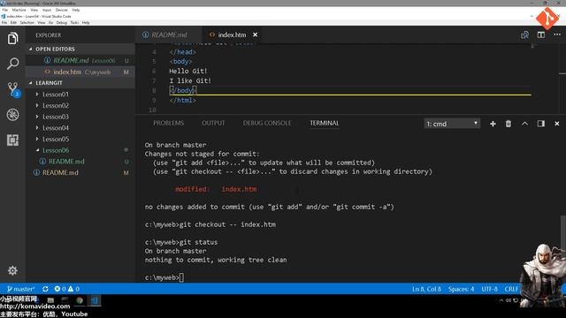 06★Git入门★把握Git状态 git status reset смотреть онлайн