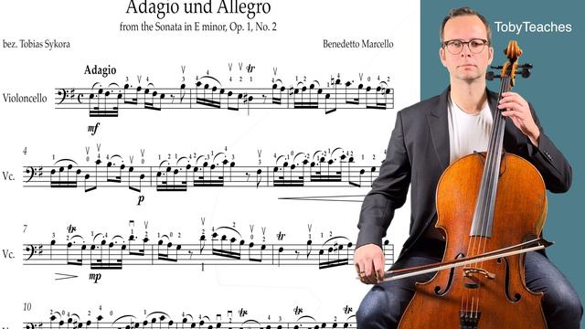 B. Marcello Adagio Cello Sonata No. 2 E Minor | Playalong with Sheet Music | Suzuki Cello Book 4 смотреть онлайн