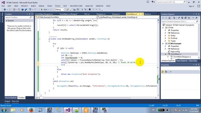 How to reads an array data from a DataBlock of The Siemens S7 PLC Using Visual C# смотреть онлайн