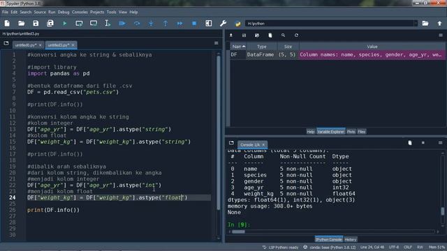 Pemrograman Python - Library Pandas - Ganti Type Data Kolom смотреть онлайн
