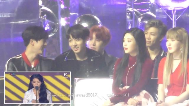 JUNGKOOK reaction to IU speech @MMA2017 смотреть онлайн