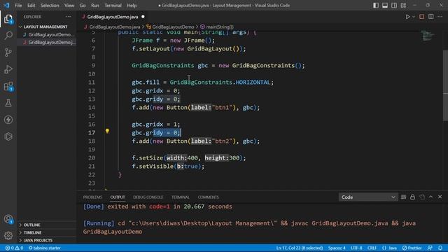 2.2.5 GridBag Layout | Layout Management | GUI with Swing | Advanced Java Programming смотреть онлайн