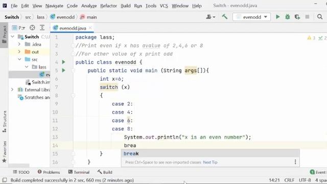 Java,Switch,print even and odd number смотреть онлайн