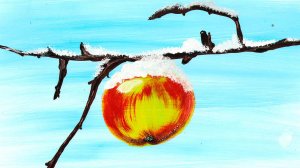 Как нарисовать яблоко под первым снегом. Рисуем первый снег. Рисуем зимний пейзаж.