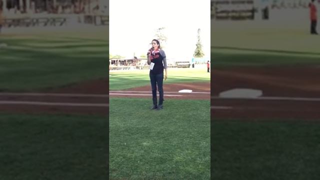 Louise Just sings National Anthem, San Jose Giants 7/8/15 смотреть онлайн