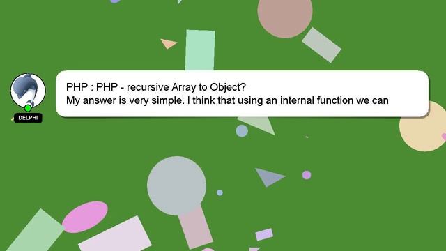 PHP : PHP - recursive Array to Object? смотреть онлайн