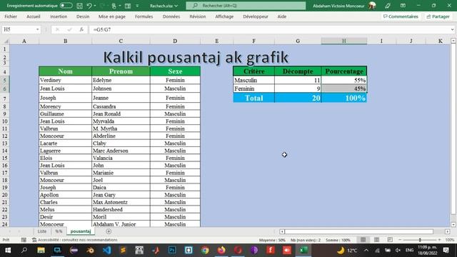Pousantaj ak Grafik nan Excel. #Abda Tech #excel смотреть онлайн