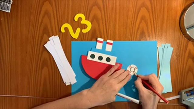 Поделки на 23 февраля. Подарок своими руками. Корабль на волнах из бумаги. смотреть онлайн