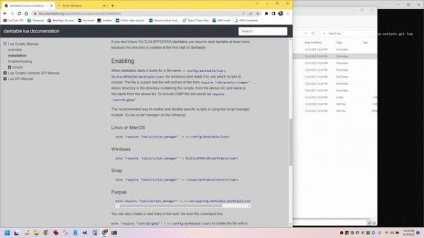 Installing and Enabling LUA scripting for Darktable on Windows