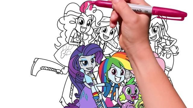 Coloring Pages EQUESTRIA GIRLS. Simple and Easy Drawing Tutorial Art. How to color My Little Pony смотреть онлайн