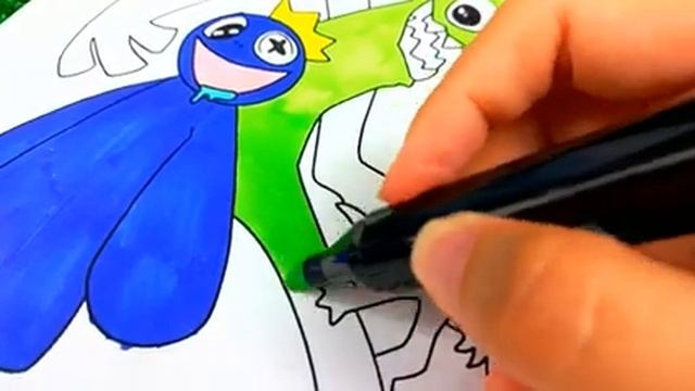 Coloring Pages Roblox Rainbow Friends: Blue, Orange, Green смотреть онлайн