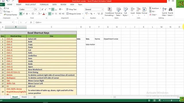 Ms- Excel 2016 most Important shortcut keys смотреть онлайн