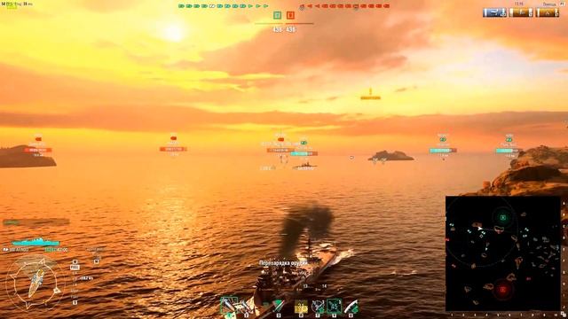 World of Warships, фарм на крейсере Атаго смотреть онлайн