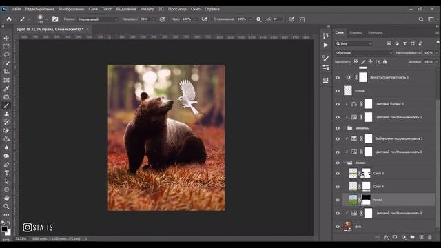Делаю фотоманипуляцию / Adobe Photoshop CC 2020 / Медведь и птица из дыма смотреть онлайн