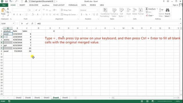 How to Unmerge Cells and Fill Down Values in Excel смотреть онлайн