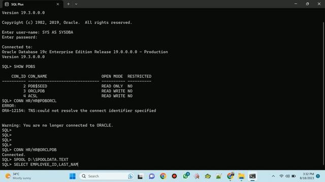 SPOOL in ORACLE смотреть онлайн