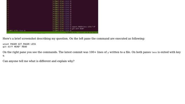 Unix & Linux: `less` performs differently when invoked from Bash and from Git смотреть онлайн