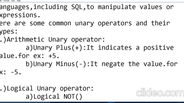 SQL Unary Operator | Oracle Database. смотреть онлайн