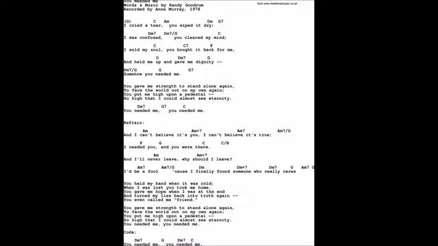 HD You needed me Chords & Lyrics смотреть онлайн