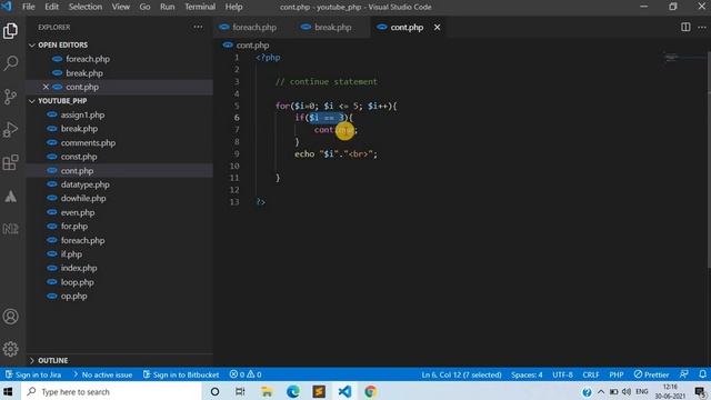 20) continue in PHP | why used continue in loop смотреть онлайн