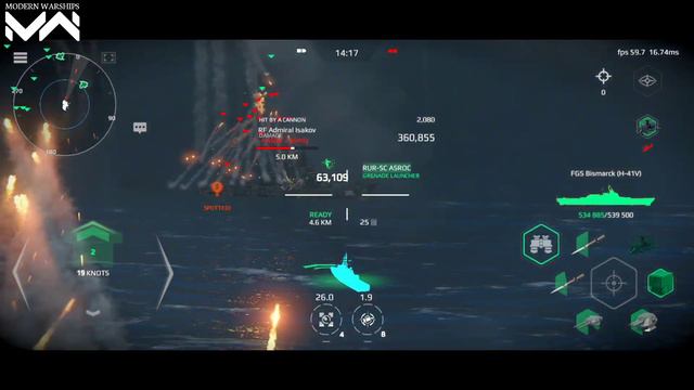 FGS Bismarck Vs RF Admiral Isakov🔥 - Modern Warships смотреть онлайн