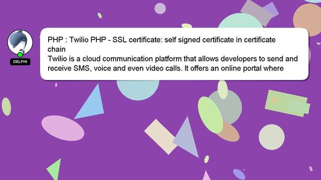 PHP : Twilio PHP - SSL certificate: self signed certificate in certificate chain смотреть онлайн