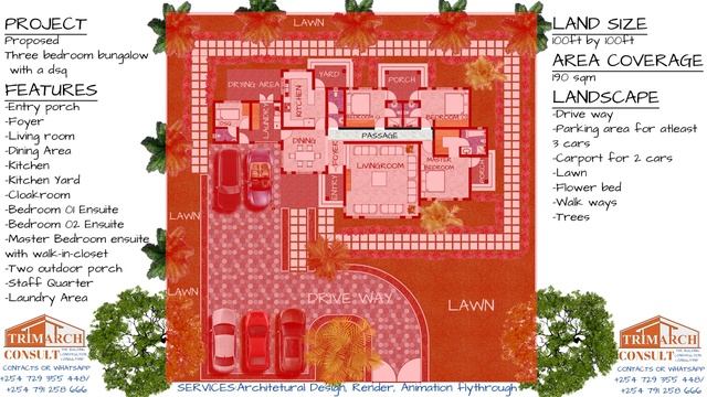 3 BEDROOM BUNGALOW PLAN смотреть онлайн