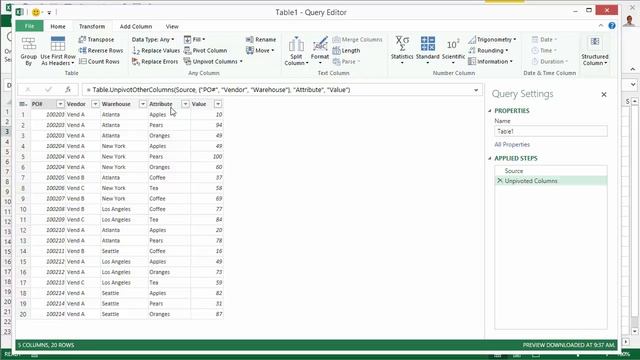 How to Unpivot Data with Power Query in Excel смотреть онлайн