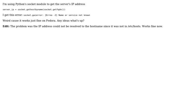 Unix & Linux: Error getting server's IP address using Python on CentOS смотреть онлайн