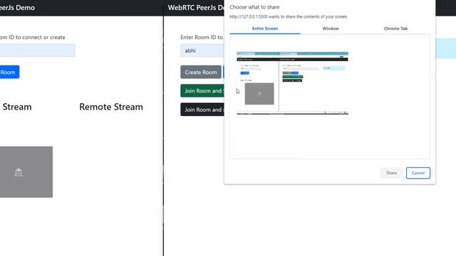 WebRTC Demo using Peer JS | share screen directly смотреть онлайн